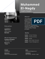 Grey Black Modern Minimalist Graphic Designer CV Resume