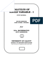 II Sem. - Calculus of Single Variable - I - 0