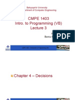 CMPE 1403 Intro. To Programming (VB) : Bahçeşehir University Department of Computer Engineering