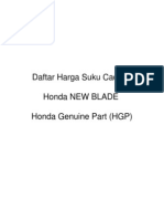 Price List Spare Part Honda New Blade