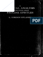 A Critical Analysis of The Four Chief Pauline Epistles, L. G. Rylands. 1929