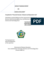 In-Company Training Report ON "Financial Inclusion" Completed in "Financial Inclusion Network and Operation's LTD"