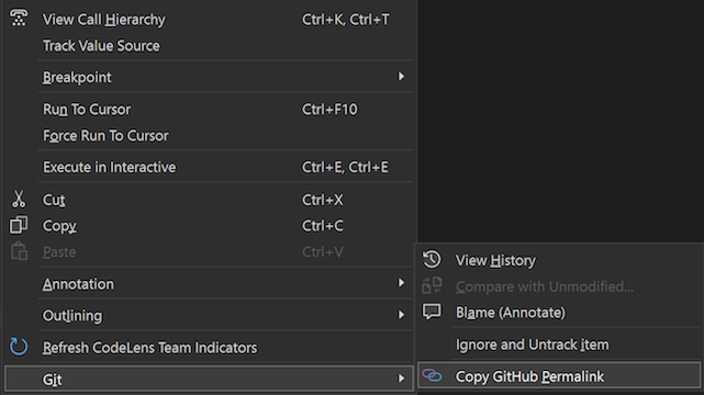 Copy git url context menu