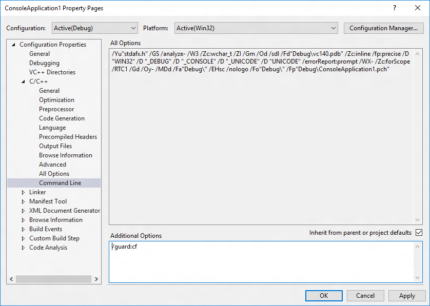 cfg property for compiler