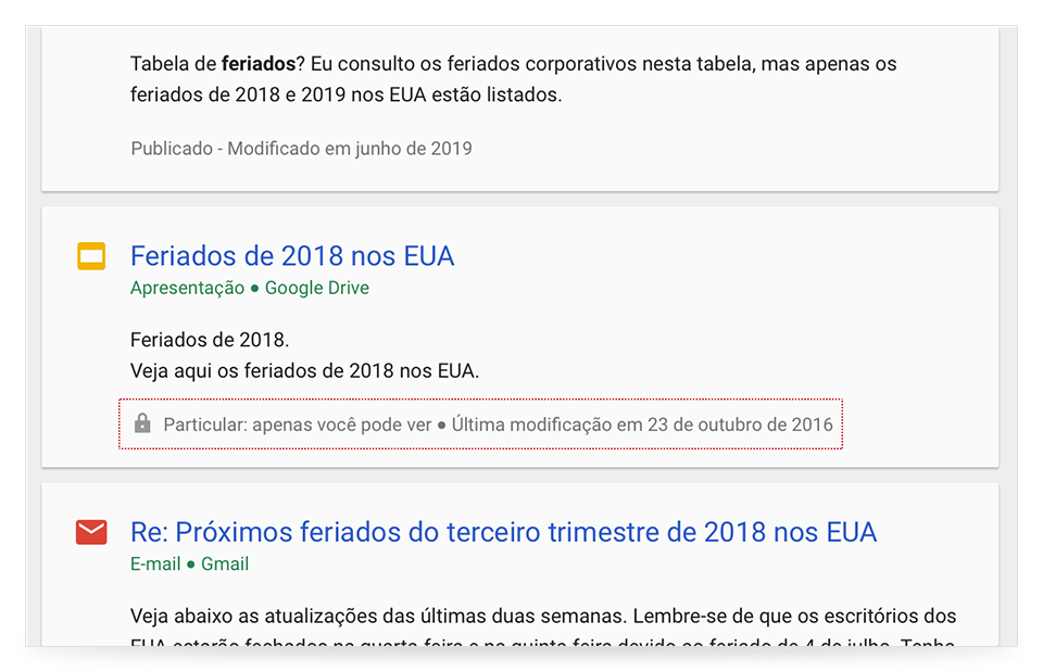 Cards de assistência do Cloud Search