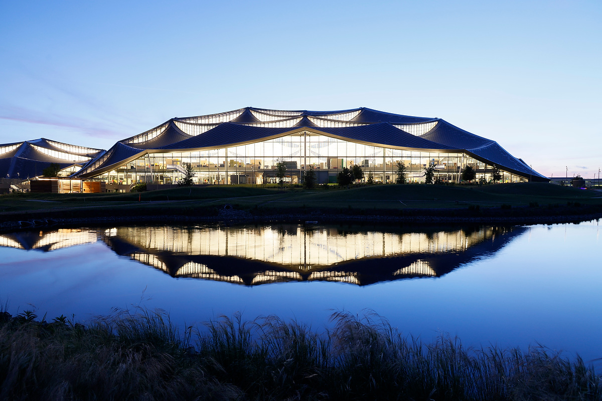 Bay View campus and its reflection in adjacent pond