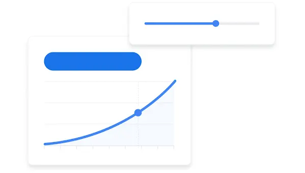 Google Ads 信息中心界面图表：显示根据预算预测转化的情况。