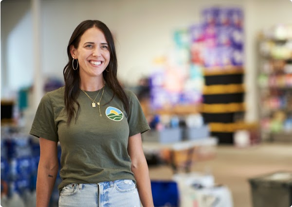 Cara Adams, founder of Texas Relief Warriors, at their supply warehouse.