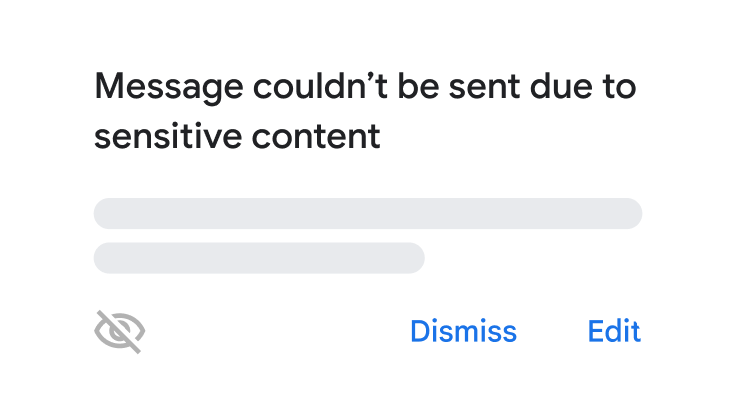 An error stating “Message couldn’t be sent due to sensitive information.”