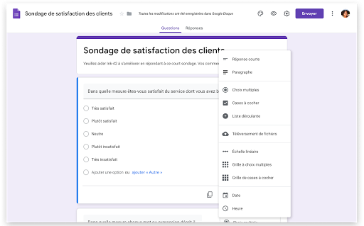 Création d'un sondage à l'aide de Google Formulaires.