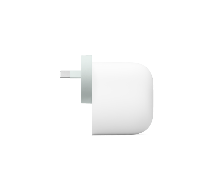 A Google 45W USB-C Power Charger sitting at a slight angle.