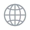 Gray abstract icon of a globe.