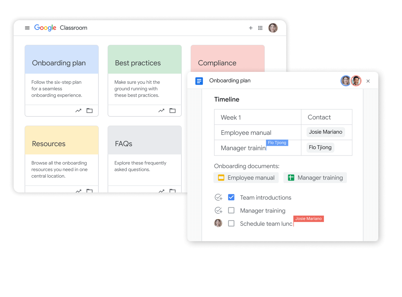 Imagen de la interfaz de Google Workspace: Colaboración en el plan de capacitación con Drive y Documentos