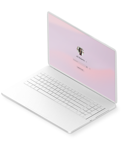 Laptop side view with a log in screen