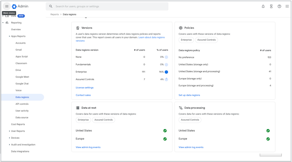 Data regions UI included in Enterprise plans 