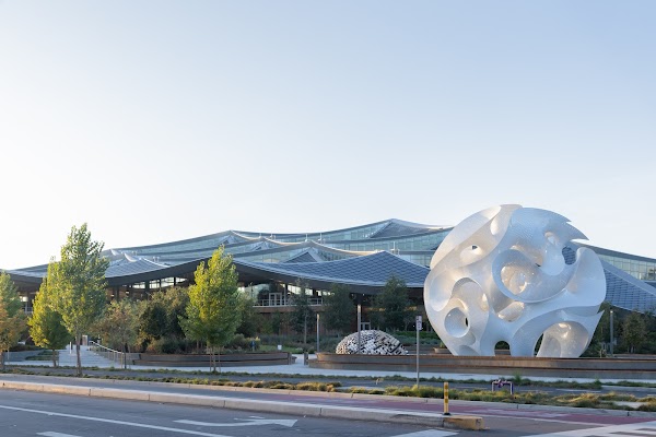 The Orb and Go artwork in the Google Visitor Experience plaza.