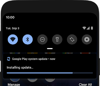 Google Play system update in progress