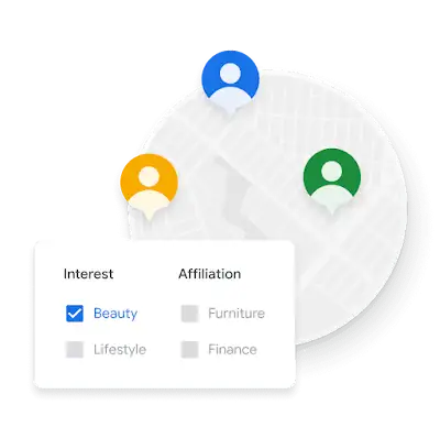 Illustration of a map identifying people based on interest and affiliation.