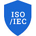 Logotipo de escudo azul para ISO e IEC