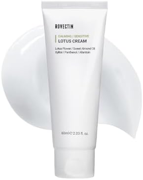 ROVECTIN Calming Lotus Water Cream - Lightweight Moisturizer Face Cream for Oily, Combination Skin | 75% Lotus Water Extract For Skin Purifying, Anti-Aging | Vegan Korean Skincare (2.1 fl.oz, 60ml)