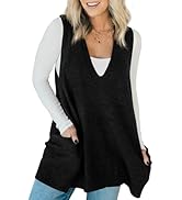 Saodimallsu Womens Sleeveless Sweater Vest V Neck Loose Knit Casual A Line Flattering Tunic Top w...