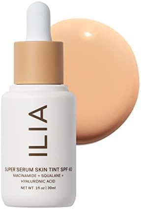 ILIA - Super Serum Skin Tint SPF 40 | Non-Comedogenic, Vegan, LIghtweight to Help Against Blue Light, + Pollution while Hydrating, Smoothing, + Refining (Bom Bom ST5, 1 fl oz | 30 ml)