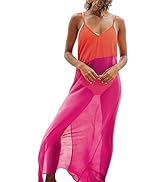 LANNEW Womens Swimsuit Coverups Chiffon Bikini Swimwear Beach Cover Up Sleeveless See-Through Max...