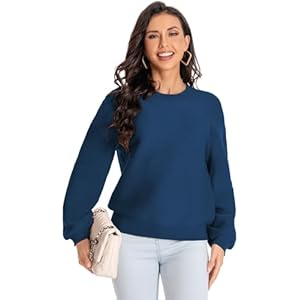 Winter Sweater for Women Long Sleeve Oversized Pullover 2024 Trendy Tops Knit Crop Crewneck Sweater Large Navy