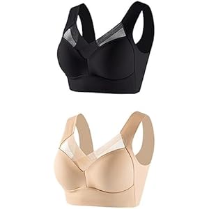 Womens Underwear No Underwire Bras for Women 18 Hour Comfort-Strap Full-Coverage with 4-Way Trusupport Everyday Bra 2PC