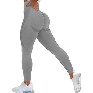 SENBAN Women's High Waisted Leggings Seamless Workout Gym Yoga Pants Tummy Control Smile Contour Activewear Tights Small B Light Gray