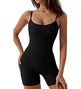 QINSEN Womens Sexy Spaghetti Strap Bodycon Stretch Jumpsuit U Neck One Piece Short Romper