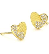 CHOW SANG SANG Dazzling Mirror Gold 999 24K Solid Gold Heart Stud Earring for Women 94312E