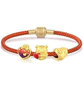 CHOW SANG SANG Solid Gold Love Charm Trio Bracelet Jewelry Set for Women