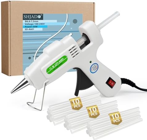 SHJADE Hot Glue Gun with 30 Glue Sticks, Fast Preheating Hot Melt Gun, Mini Glue Gun Kit for Kids DIY School Craft Projects and Quick Home Repairs, 20W White