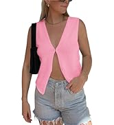 BZB Sweater Tank Tops for Women 2024 Summer Basic V Neck Crochet Knit Vest Sexy Button Casual Y2k...