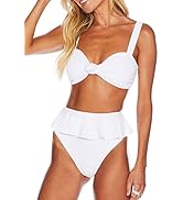 LANNEW Womens High Waisted Bikini Set Ruffled Two Piece Swimsuits Tummy Control Bathing Suits