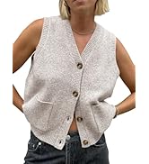 Saodimallsu Womens Sleeveless Sweater Vest Button V Neck Knit Trendy Casual Summer Cardigan with ...