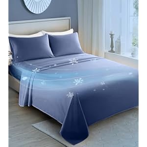 Twin Size Gentle Cooling Bed Sheets Sets 3PCS, Sand Washed Durable Sheets Deep Pocket to 18'', Tight Thick Fabric Flat Fitted Sheet & 1 Pillowcase Blue Twin