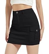 Mebius Women's Low Rise Mini Cargo Skirt Denim Jean Bodycon Button Y2K Short Micro Skirts with Po...