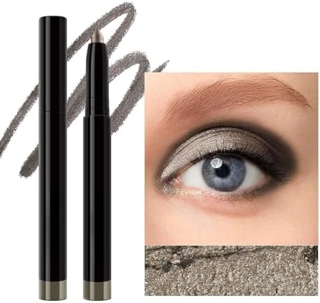 2 In1 Silver Gray Grey Eyeshadow Stick Eyeliner Pencil Cream Shimmer Dark Sharpenable Multi-Use Longwear Eye Liner Waterproof Eye Shadow Long-Lasting Transfer-Proof (# 06)