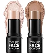 FOCALLURE 2 Pcs Mineral Cream Contour Stick,Moisturize Highlighter and Bronzer Pen,Non Stick Face...