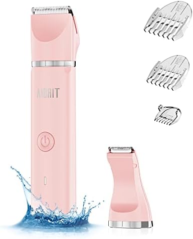 AIBRIT PRO Electric Bikini Trimmer for Women - 2 in 1 Electric Lady Clipper Pubic Hair Groomer Painless Hair Removal Razor Body Shaver , Portable Ladies Shaver with 2 Trimmer Heads , IPX7 Waterproof