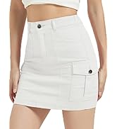 Mebius Women's Low Rise Mini Cargo Skirt Denim Jean Bodycon Button Y2K Short Micro Skirts with Po...