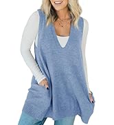 Saodimallsu Womens Sleeveless Sweater Vest V Neck Loose Knit Casual A Line Flattering Tunic Top w...