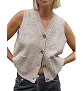 Saodimallsu Womens Sleeveless Sweater Vest Button V Neck Knit Trendy Casual Summer Cardigan with ...