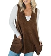 Saodimallsu Womens Sleeveless Sweater Vest V Neck Loose Knit Casual A Line Flattering Tunic Top w...