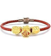 CHOW SANG SANG Solid Gold Auspicious Blessings Charm Trio Bracelet Jewelry Set for Women 