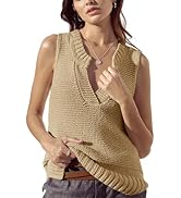 Saodimallsu Womens Sleeveless Sweater Vest Lightweight V Neck Summer Sweater Tank Tops Casual Kni...