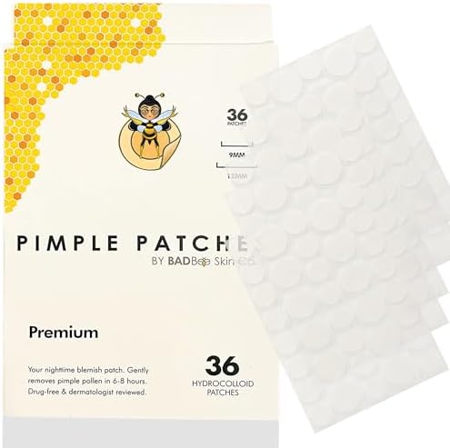 Pimple Patches by Bad Bee Skincare, Acne treatment, Hydrocolloid Acne Patch, Treats Blemishes, 36 Count