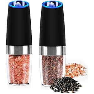 Electric Salt and Pepper Grinder Set: for Gravity Automatic Pepper Grinder, Battery Operated Pepper Mill with Ceramic Grind Adjustable Coarseness Electric Salt Grinder refillable Pepper Shak